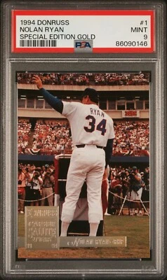 1994 Donruss  Special Edition Gold  Career Salute  Nolan Ryan  PSA 9 - Image 1 of 2