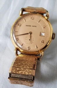 Daniel Mink Men's Watch for parts or restore Quartz Date Gold Dail 5021 PLR - Picture 1 of 7