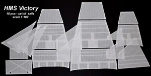 Heller HMS Victory 1:100 - set of 18 sails for model sewed on CNC machine - Picture 1 of 12