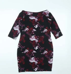Atmosphere Womens Floral Cotton Blend Bodycon Size 10 Boat Neck - Picture 1 of 12