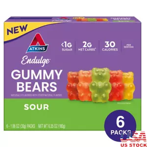 Sour Gummy Bears Delicious Low Sugar Keto Snacks 6 Count Healthy Indulgence New - Picture 1 of 8