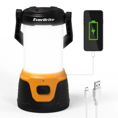 EVERBRITE Portable Rechargeable LED Camping Lantern 1000 LM Tent Flashlight USB Power Bank