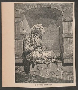 VINTAGE RELIGIOUS ILLUSTRATION A MONEY-CHANGER - Picture 1 of 1
