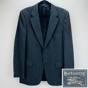 Vintage Burberrys Wool Sport Coat Blazer Mens 40/42R Gray Houndstooth Jacket - Picture 1 of 13