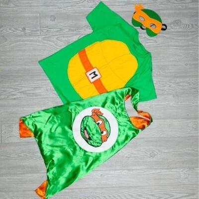 Подросток мутант ниндзя черепаха Микеланджело рубашка маска и плащ костюм Хэллоуин m - Изображение 1 из 4