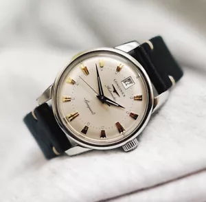 20mm Genuine Black Leather strap for vintage military watch longines diver gmt - Foto 1 di 10
