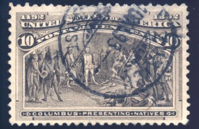 US 237 10c 1893 Columbian Exposition F-VF used Swiss receiver postmark PF cert - Image 1 of 3