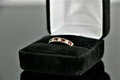 0.95 Ct Ruby & White Topaz Ring Channel Set 10k Solid Yellow Gold - Image 1 of 4