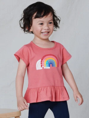 Tea Collection Girls Double Rainbow Graphic Peplum Top Tee Size 8, 10 or 12 - Image 1 of 4