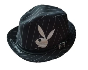 Playboy Vintage Y2K 2000s Fedora Hat Stripes Rhinestones S/M - Picture 1 of 7