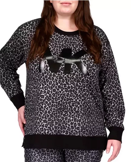 110 美元 Michael Kors 大码猎豹标志分体圆领毛衣棉聚酯/0X — 第 1/1 张图片