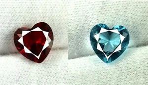5,50 Karat Herz Rubin & Aquamarin Edelstein Paar natürlich zertifiziert - Bild 1 von 6
