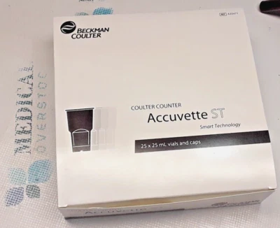 A35471 BECKMAN COULTER ACCUVETTE ST SMART TECHNOLOGY 25 x 25mL VIALS + CAPS NEW - Image 1 of 4