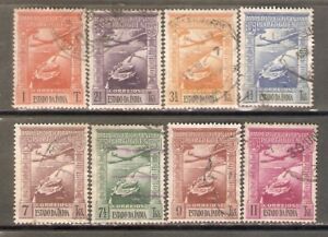 Portuguese India Air Mail sc#C1-C8 (1938) Colonial Empire full set VF Used