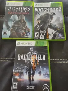 ๐ฅ๐ฎ 3 Xbox 360 Games Assassin's Creed, Watchdogs & Battlefield 3โ - Picture 1 of 12