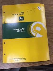 MANUAL DE OPERADOR LANZADOR DE NIEVE ORIGINAL JOHN DEERE 666 OM-GA11554 EDICIÓN I8 - Imagen 1 de 2