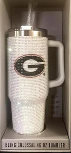 New NCAA White Bling Colossal UGA 46oz Tumbler Georgia Bulldogs Rhinestone - Picture 1 of 3