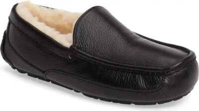 NEW UGG Men’s Ascot Leather Slip On Slippers - 5379B - Black - 13 US   (D31) - Image 1 of 4