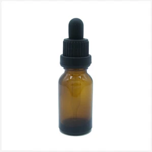 Amber Glass Bottle (15ml) with Black PIPETTE Eye-Dropper Caps Pack of x10 or x25 - Picture 1 of 2