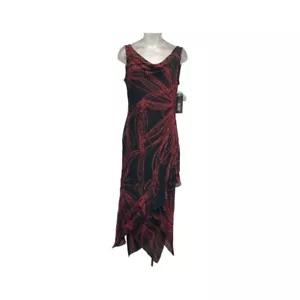 Y2K Eva blau Chiffon ärmellos asymmetrisch Midikleid Größe 6 Neu mit Etikett - Bild 1 von 10