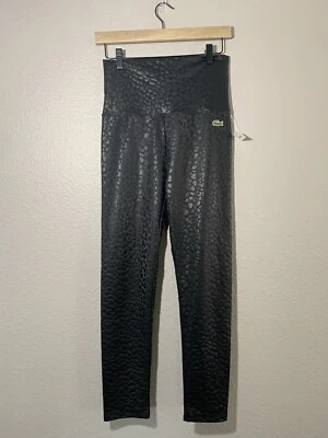 NWT Women’s Black Faux Leather Croc Leggings With Crocodile Logo Size Medium - Image 1 of 4