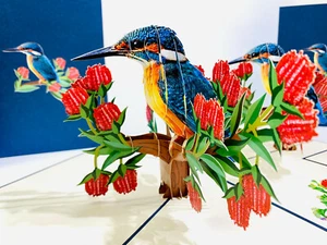 Origami Pop Cards Happy Kingfisher Bird 3D Pop Up Greeting Card Mother's Day... - Bild 1 von 12