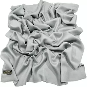 Scialle frange nepalese design tinta unita grigio argento pashmina CJ abbigliamento **NUOVO** - Foto 1 di 12