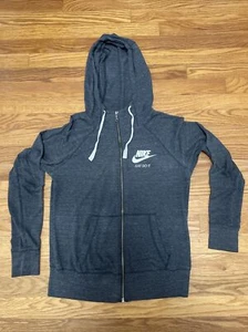 Nike Jacket Womens Small Gray Zip Up Hoodie Just Do It Swoosh Organic Cotton - Picture 1 of 8