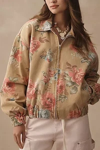 Chaqueta de bombardero Anthropologie Pilcro para mujer Rylie floral talla XS arte de gran tamaño - Imagen 1 de 11