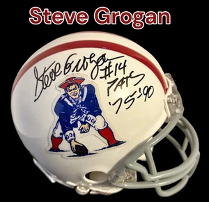 STEVE GROGAN AUTOGRAPHED SIGNED NEW ENGLAND PATRIOTS MINI HELMET wAP/HOLO/COA - Picture 1 of 7