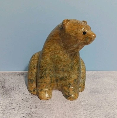 Hand Carved Soapstone Bear Inuit Artist Signed 3.5"x3" Aprox  - Image 1 of 4