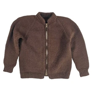 Vintage Boy's Caridgan Sweater Jacket Brown 12 - Picture 1 of 3
