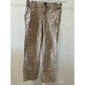 Janie & Jack Boys Chino Pants Size 6 Embroidered Dogs - Picture 1 of 5