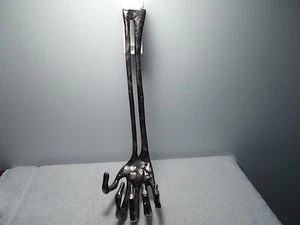 Halloween Silver Iron Metal Skeleton Hand Over The Door Wreath Hanger Holder - Picture 1 of 6