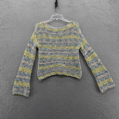 Suéter LUSH Tejido Abierto Mediano Multicolor Rayas Manga Campana Recortado NUEVO Foto 1 de 4