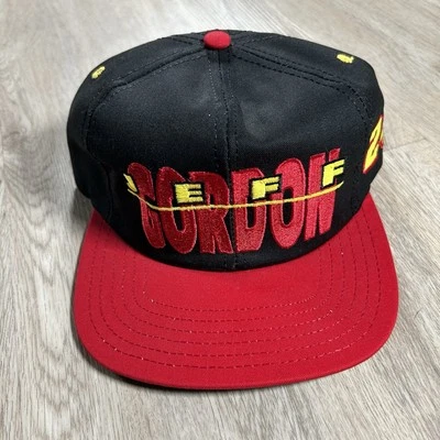 Boné preto vintage Jeff Gordon NASCAR Snapback Racing Winston feito nos EUA - Imagem 1 de 4