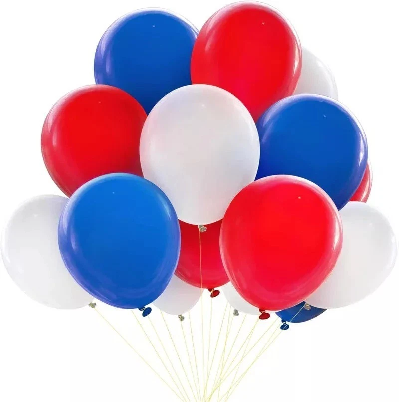 100 x 10" Red Blue White Plain Balloons Stoke City Football Club Party Baloons - Изображение 1 из 1