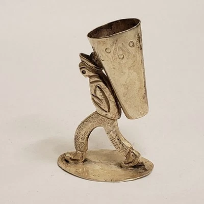 Antiguo soporte de palillo de dientes de plata esterlina de colección figura hombre caminando  Foto 1 de 4