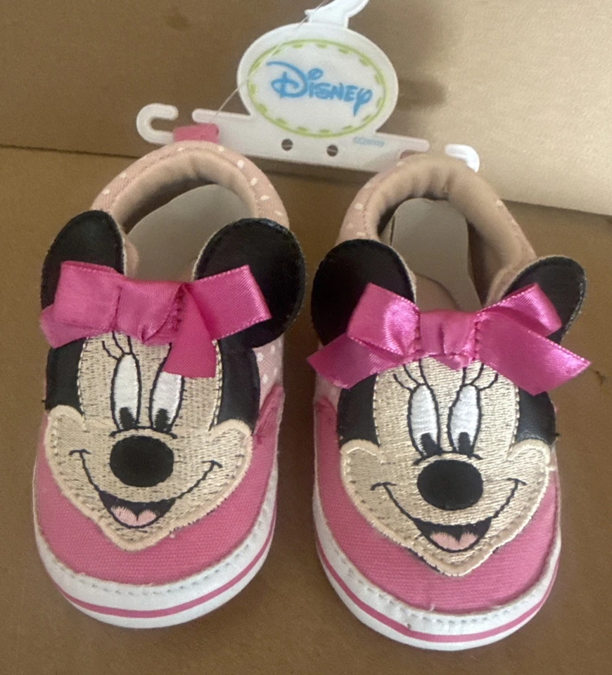 Disney Mickey Mouse Bebé Niñas Rosa Zapatos Minnie Mouse 6-9 Meses Foto 1 de 3