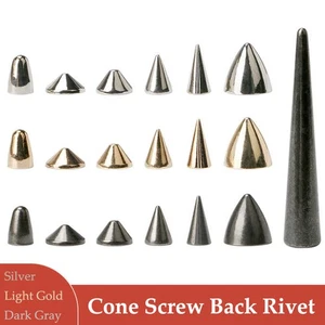Cone Screw Back Metal Studs Spike Leather-Craft Rivet Clothing Jacket Spots DIY - Picture 1 of 29