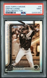 2025 Topps Chrome Griffin Conine #86 MIAMI Sepia RC PSA 9 - Bild 1 von 3