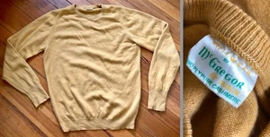 DE COLECCIÓN SUÉTER JERSEY CUELLO REDONDO 100% CACHEMIR AMARILLO DORADO 40" GUC McGREGOR - Imagen 1 de 7