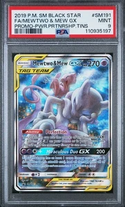 2019 Pokémon Mewtwo & Mew GX #SM191 PSA 9 - Black Star Full Art Promo - Picture 1 of 2