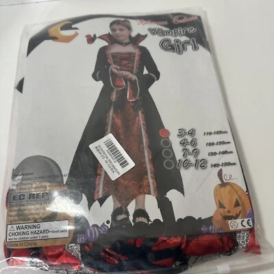 Vampire Girl Costume Child  Size 3-4 Halloween Cosplay Theater Play - Image 1 of 4