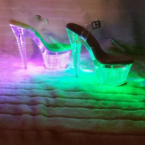 Flash Dance 708 LED Multi Iluminación Plataforma Zapatos Sandalias 7" Zapatos Tacón Alto Nueva York - Imagen 1 de 12