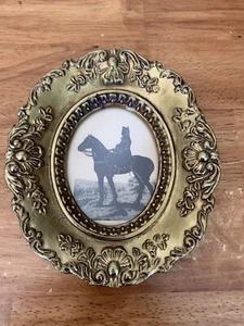 Vintage Colonel Silhouette General Horse Cameo Framed Print Gold Metal Heavy - Picture 1 of 11