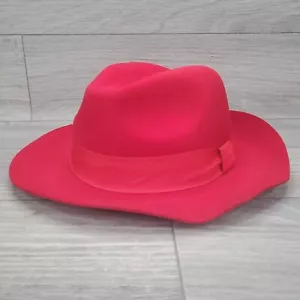 BCBGMAXAZRIA - Women's Large - 100% Wool - Red Fedora Hat - 59 cm - Picture 1 of 11
