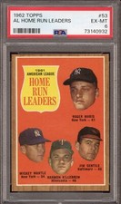 1962 Topps #53 AL HR Ldrs - PSA EX-MT 6 - Mickey Mantle Roger Maris - VSCARDS