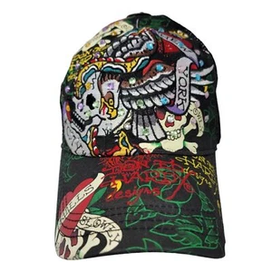Ed Hardy Snapback Trucker Hat New York City Kills Slowly Bejeweled Black Mesh - Picture 1 of 14