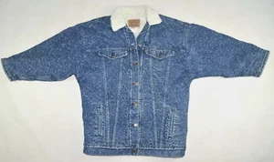 USA Womens 90s Vintage LEVIS 77935 Denim Sherpa Jacket SIZE L 12-14-16 OVERSIZED - Picture 1 of 14
